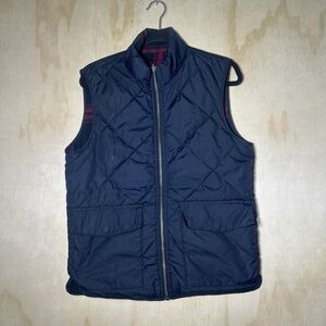 J.Crew Men’s Reversible Quilted Vest Navy & Red Plaid 3M Thinsulate